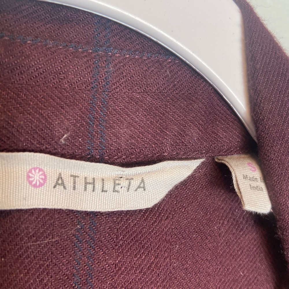 Athleta Women’s Sz S Heat Tech Flannel Burgundy - Picture 5 of 5